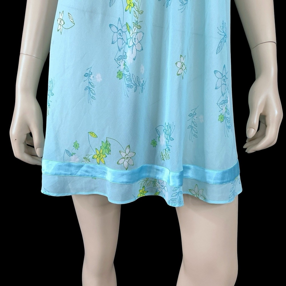 Victorias Secret Women Small Blue Turquoise Lace Trim Chiffon Babydoll Nightie - Picture 3 of 7